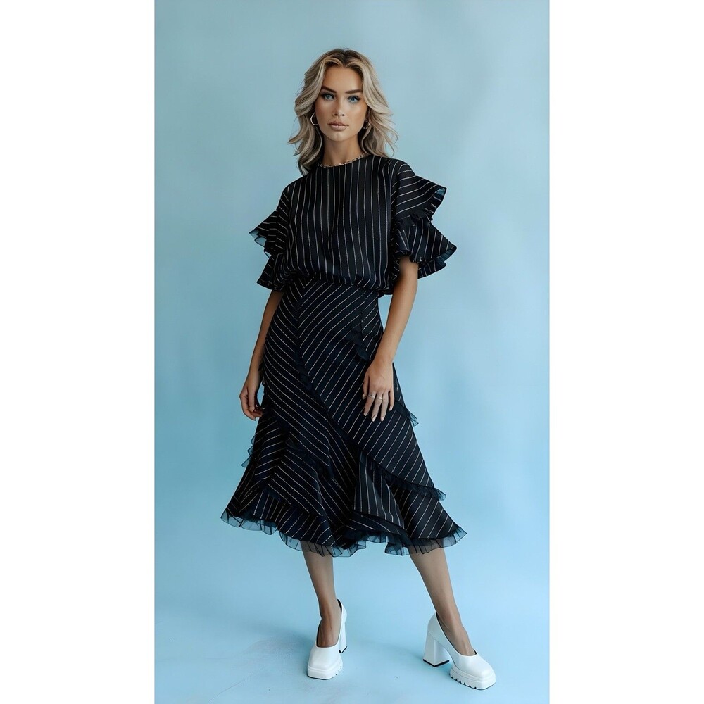 Black and White asymmetrical skirt perfect for dancing  A678